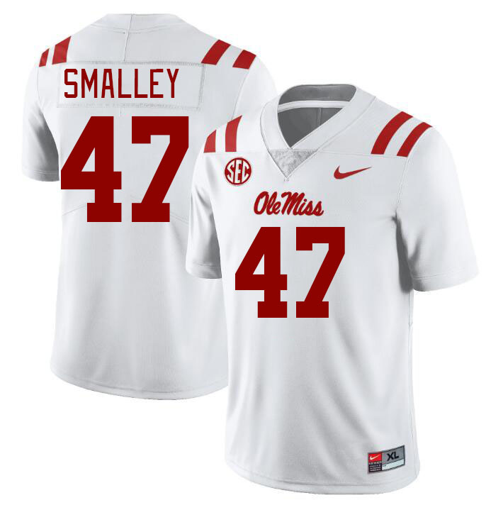 Men #47 Wyatt Smalley Ole Miss Rebels College Football Jerseyes Stitched Sale-White